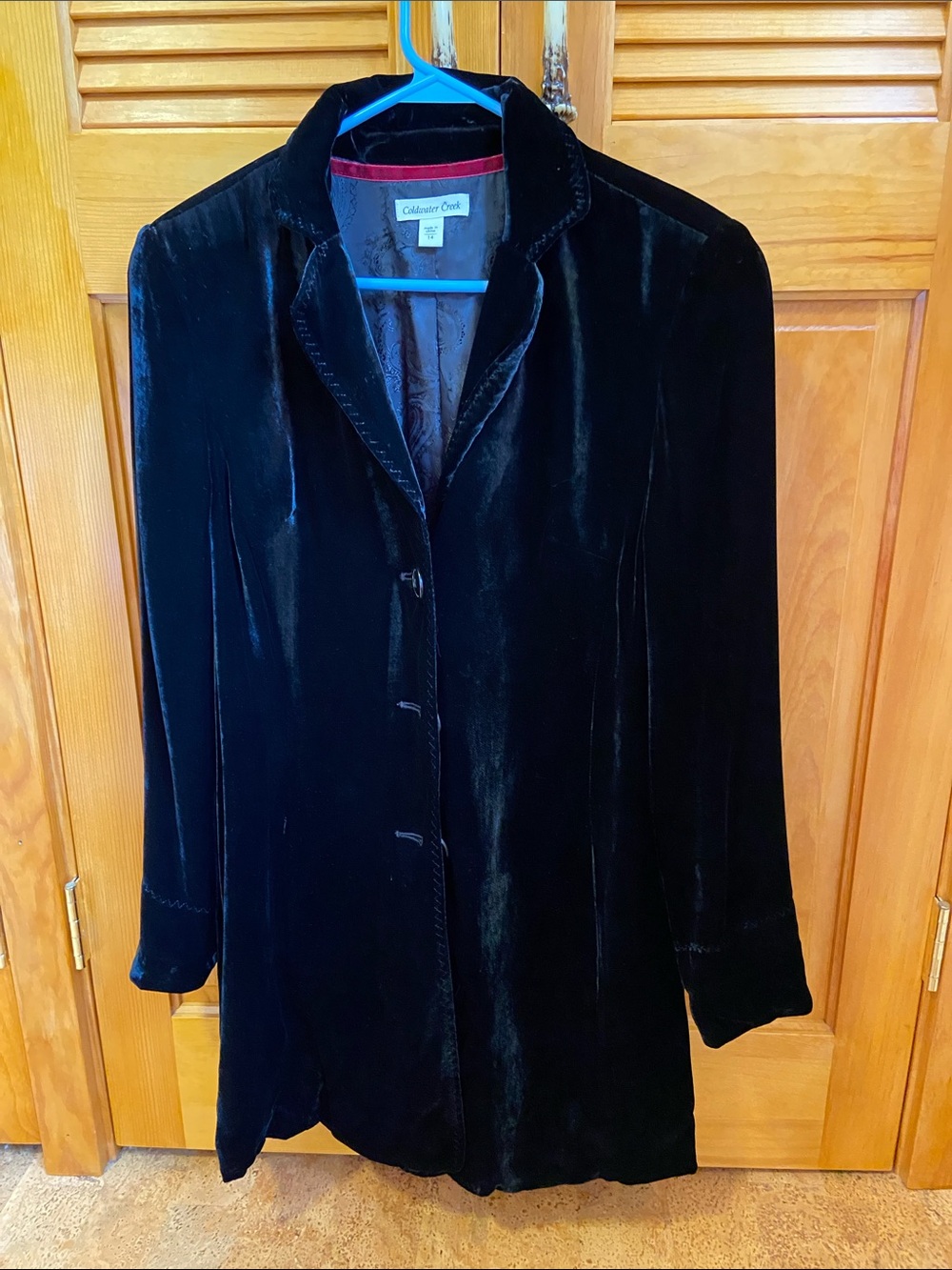 Coldwater Creek Deep Black Velvet Longline Blazer